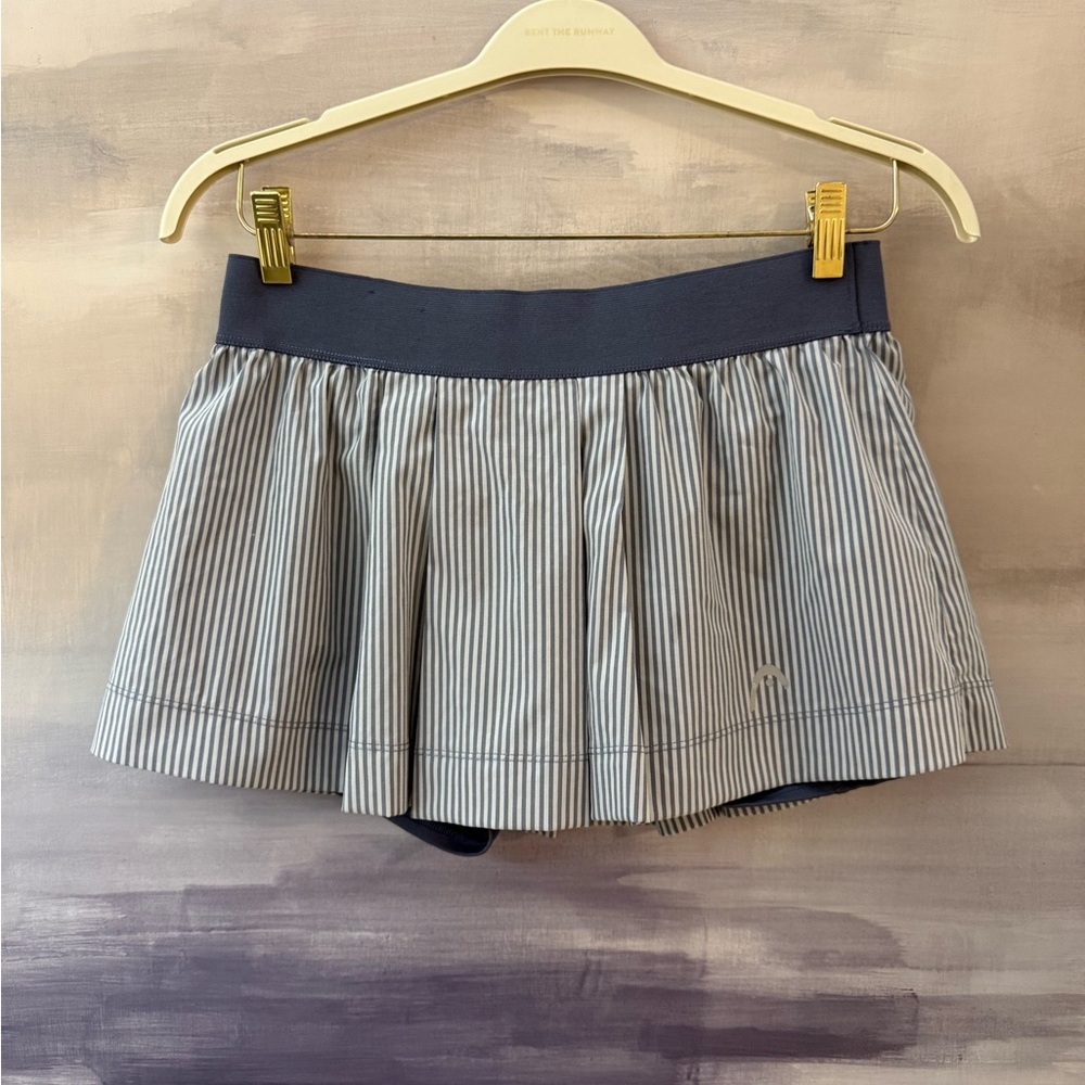 HEAD Navy Blue Tennis Striped Pleated Athletic Skort